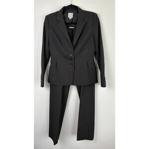 Halogen Black Polka Dot Business Pants Suit Sz 6P/8P Taylor Fit Interview Career